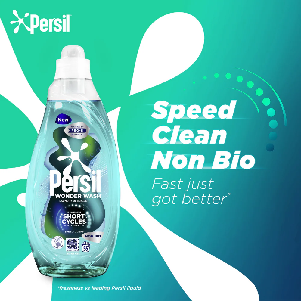 Persil Wonder Wash Speed Clean Non-Bio Liquid Laundry Detergent 55 Washes 1485ml - Image 3