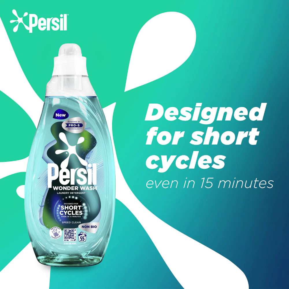 Persil Wonder Wash Speed Clean Non-Bio Liquid Laundry Detergent 55 Washes 1485ml - Image 4