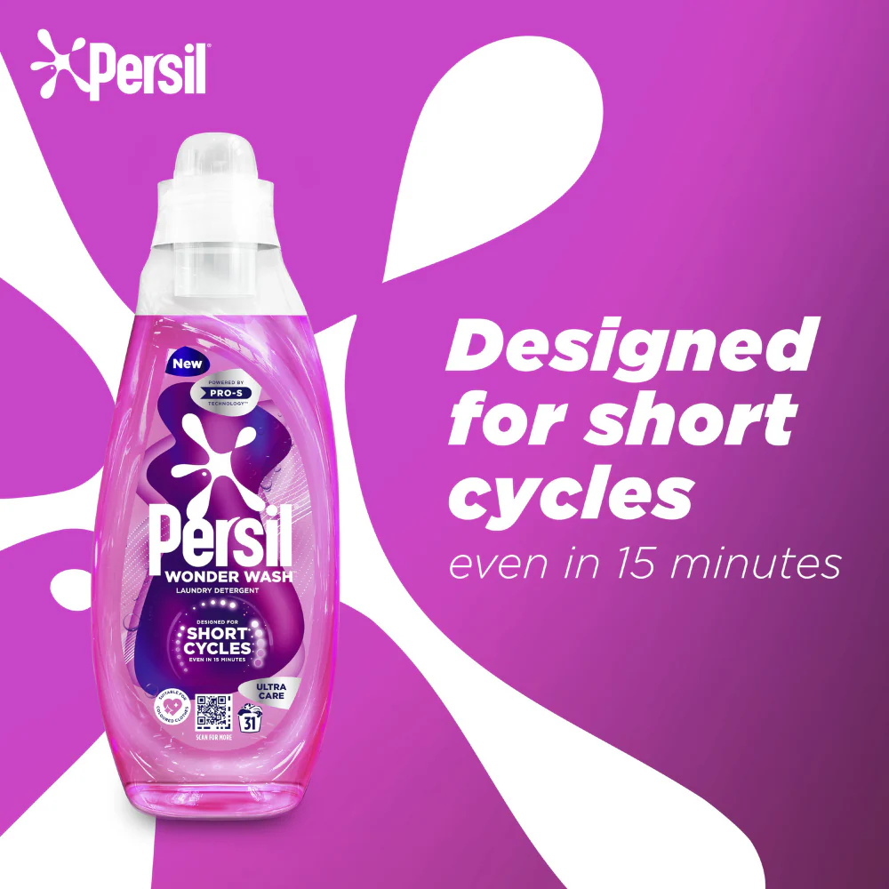 Persil Wonder Wash Ultra Care Bio Liquid Laundry Washing Detergent 31 Washes 837ml - Image 4