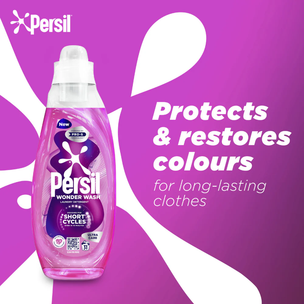 Persil Wonder Wash Ultra Care Bio Liquid Laundry Washing Detergent 31 Washes 837ml - Image 5
