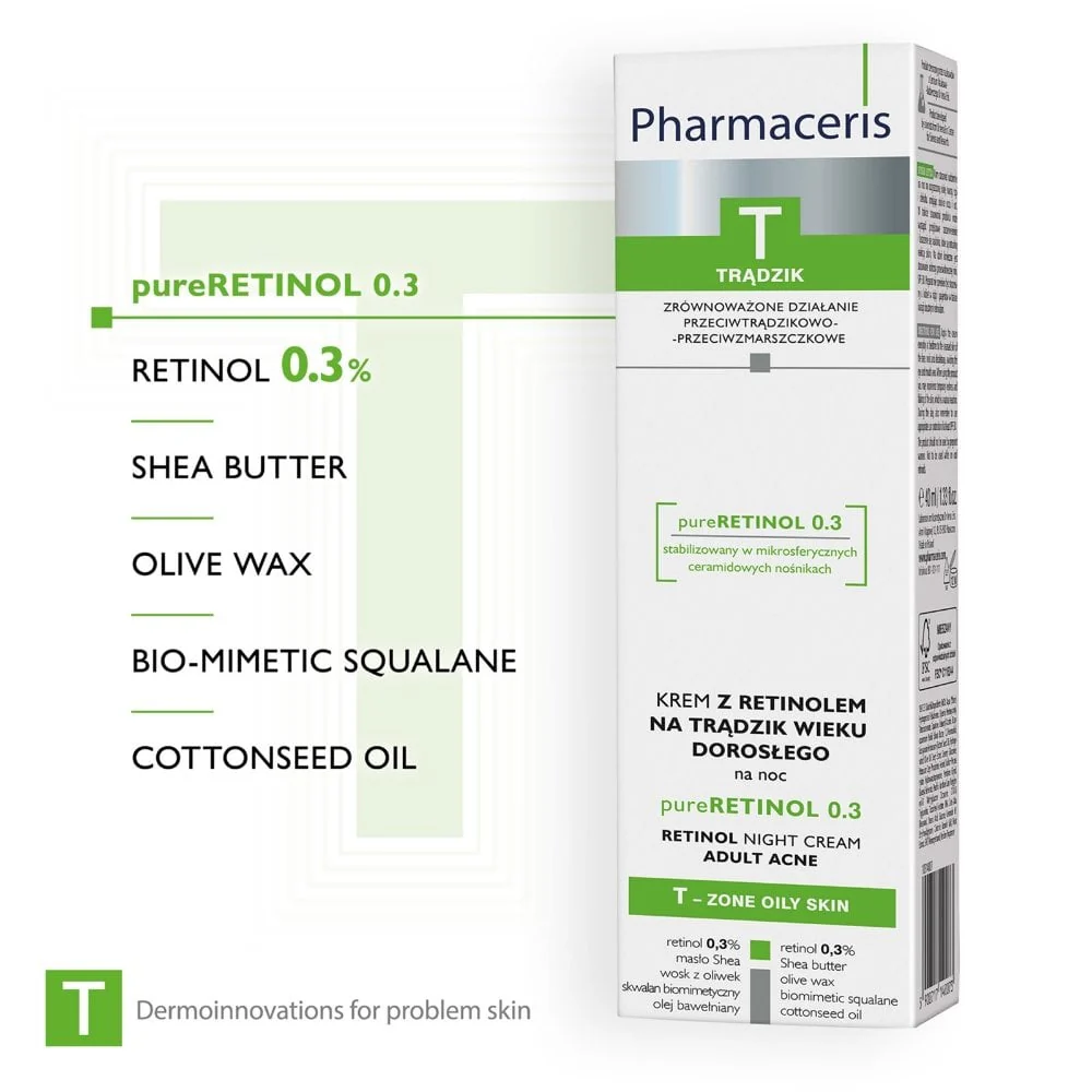 Pharmaceris T Pure 0.3 Anti-Acne Retinol Night Cream 40ml - Image 3