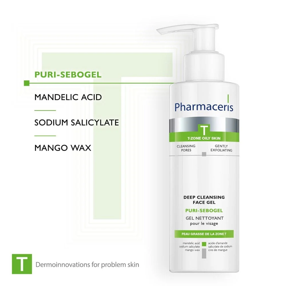 Pharmaceris T Puri-Sebogel Antibacterial Deep Cleansing Gel Face Wash 190ml - Image 3
