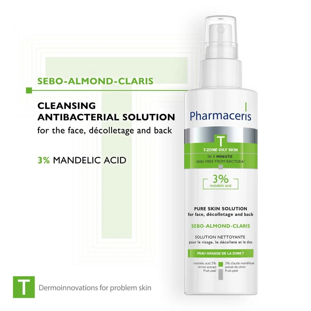 Pharmaceris T Sebo-Almond Claris Bacteriostatic Pure Skin Solution 190ml - Image 2
