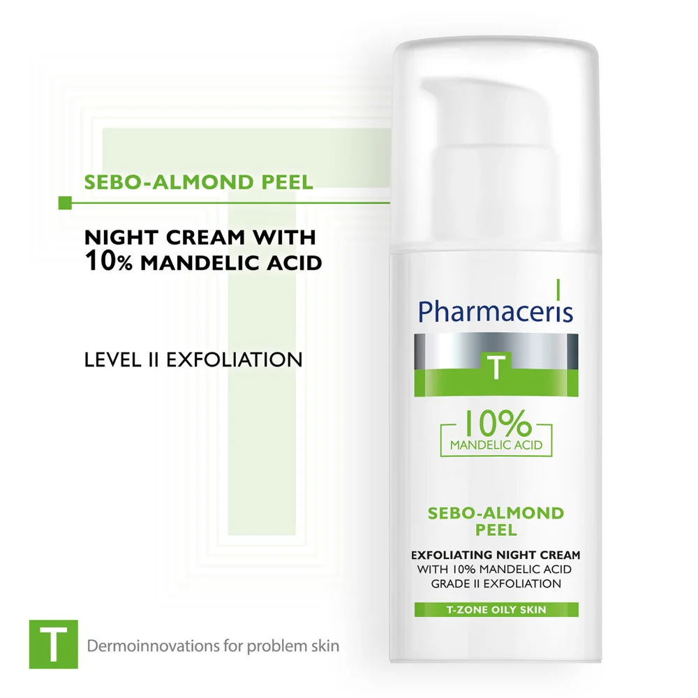 Pharmaceris T Sebo-Almond Peel Exfoliating Night Cream with 10% Mandelic Acid 50ml - Image 2