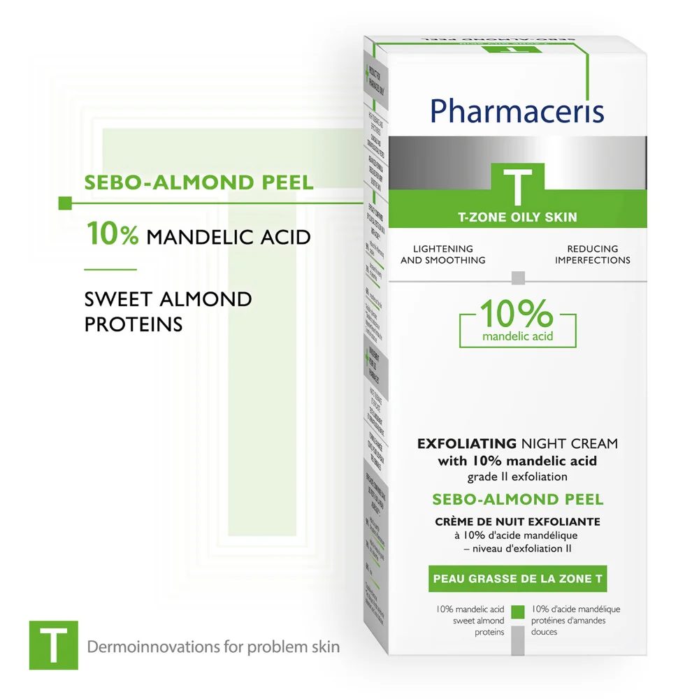 Pharmaceris T Sebo-Almond Peel Exfoliating Night Cream with 10% Mandelic Acid 50ml - Image 3
