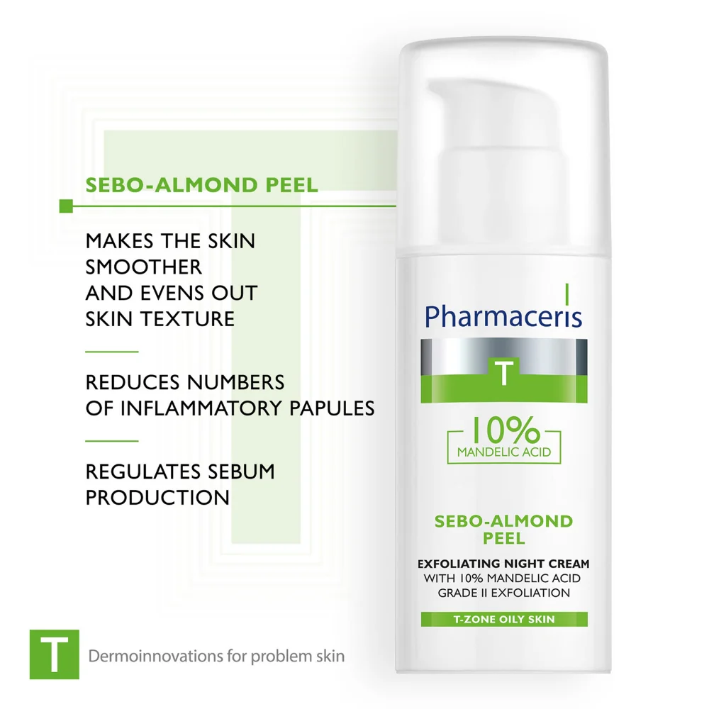 Pharmaceris T Sebo-Almond Peel Exfoliating Night Cream with 10% Mandelic Acid 50ml - Image 4