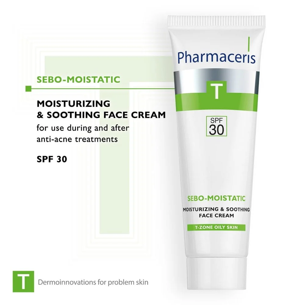 Pharmaceris T Sebo-Moistatic Moisturising & Soothing Face Cream SPF30 50ml - Image 2
