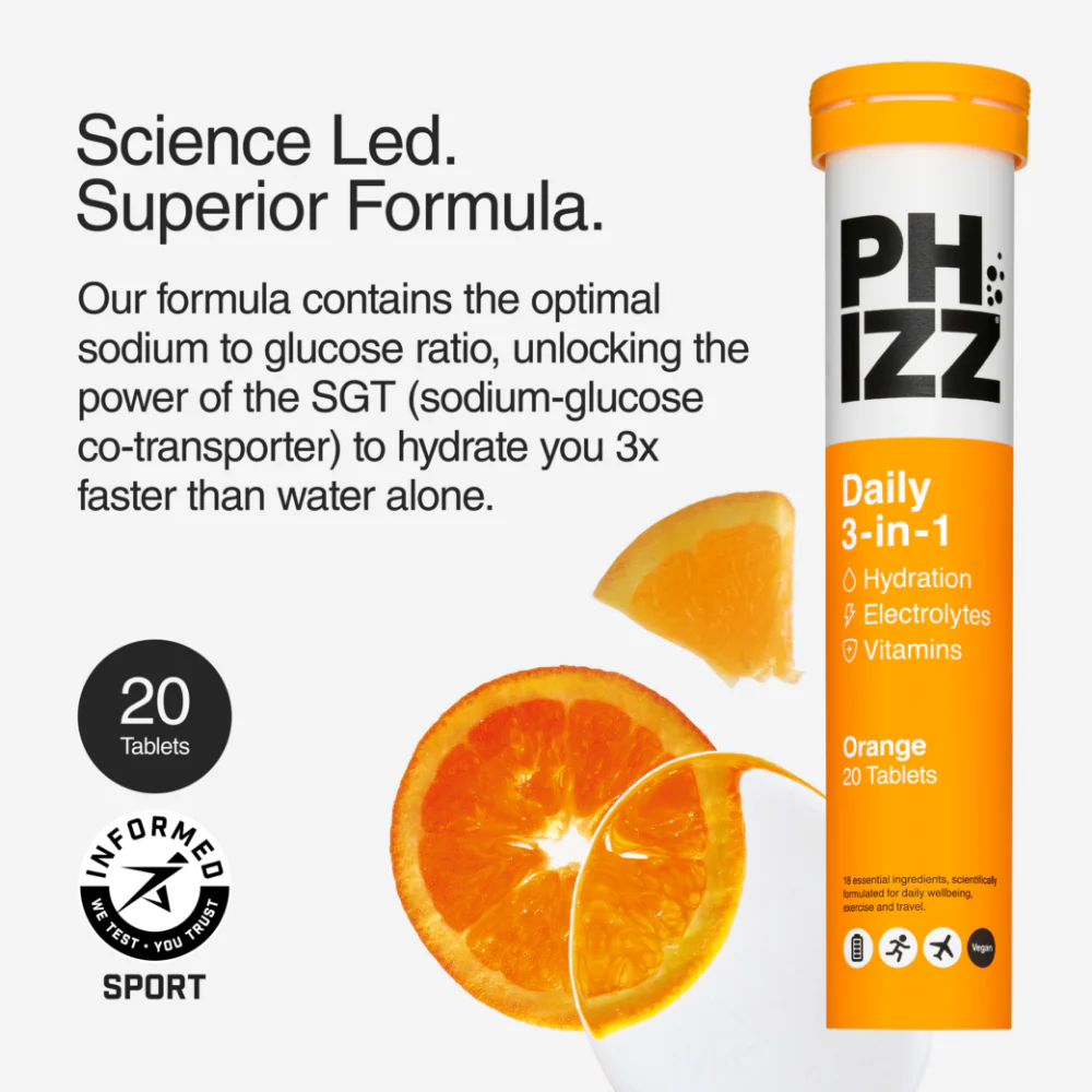 Phizz Daily 3-in-1 Hydration, Electrolytes & Vitamins Effervescent Tablets Orange 60 Tablets - Image 4
