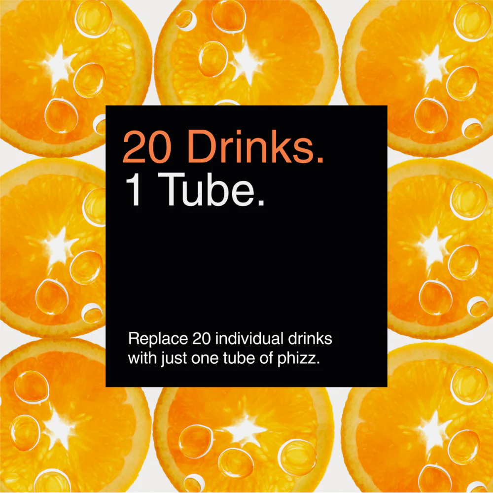 Phizz Daily Energy Hydration, Caffeine, Electrolytes & Vitamins Effervescent Tablets Orange 20 Tablets - Image 7