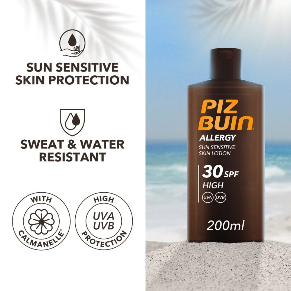 Piz Buin Allergy Sun Sensitive Skin Lotion Sunscreen SPF30 200ml - Image 2