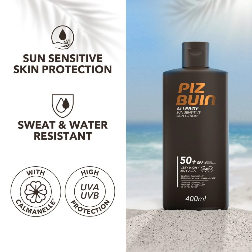 Piz Buin Allergy Sun Sensitive Skin Lotion Sunscreen SPF50+ 400ml - Image 2