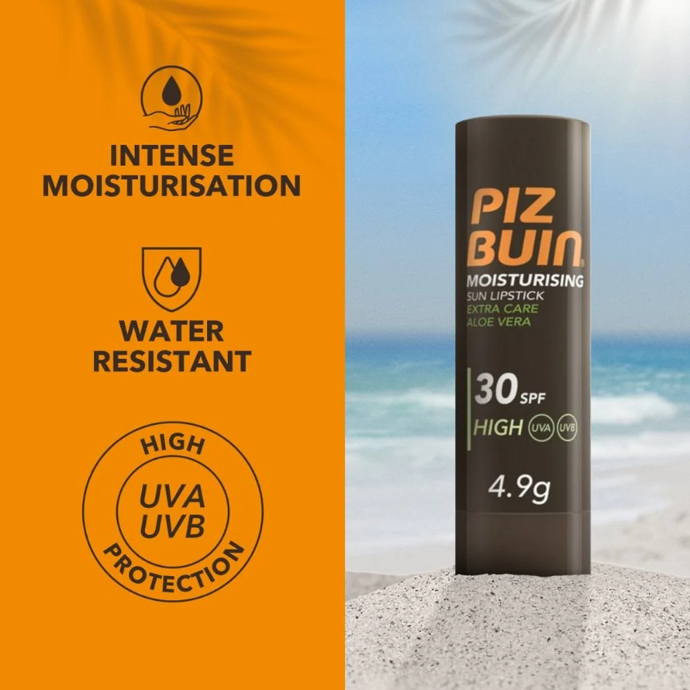 Piz Buin Moisturising Sun Lipstick Extra Care Aloe Vera SPF30 4.9g - Image 2