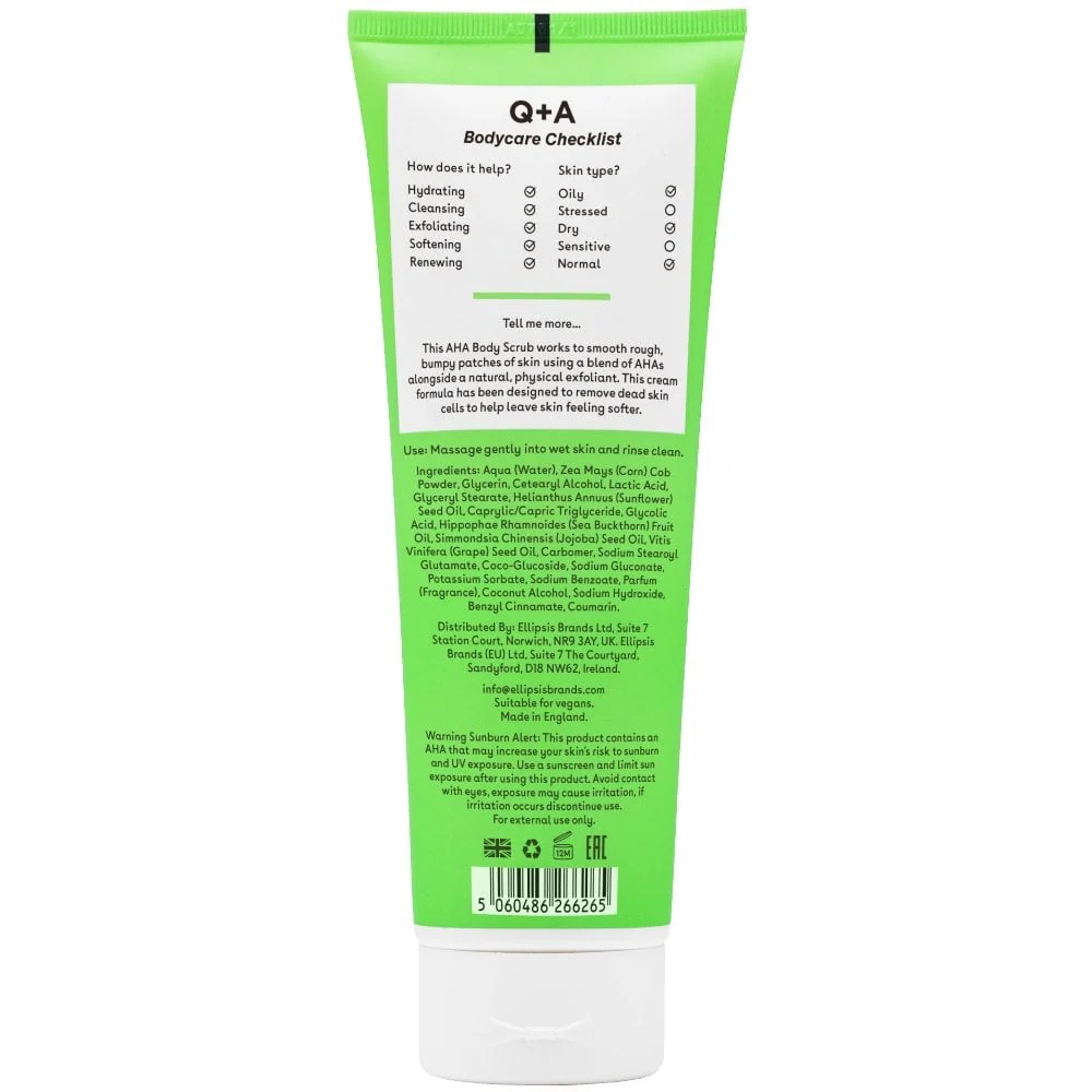 Q+A AHA Exfoliator Body Scrub 250ml - Image 4