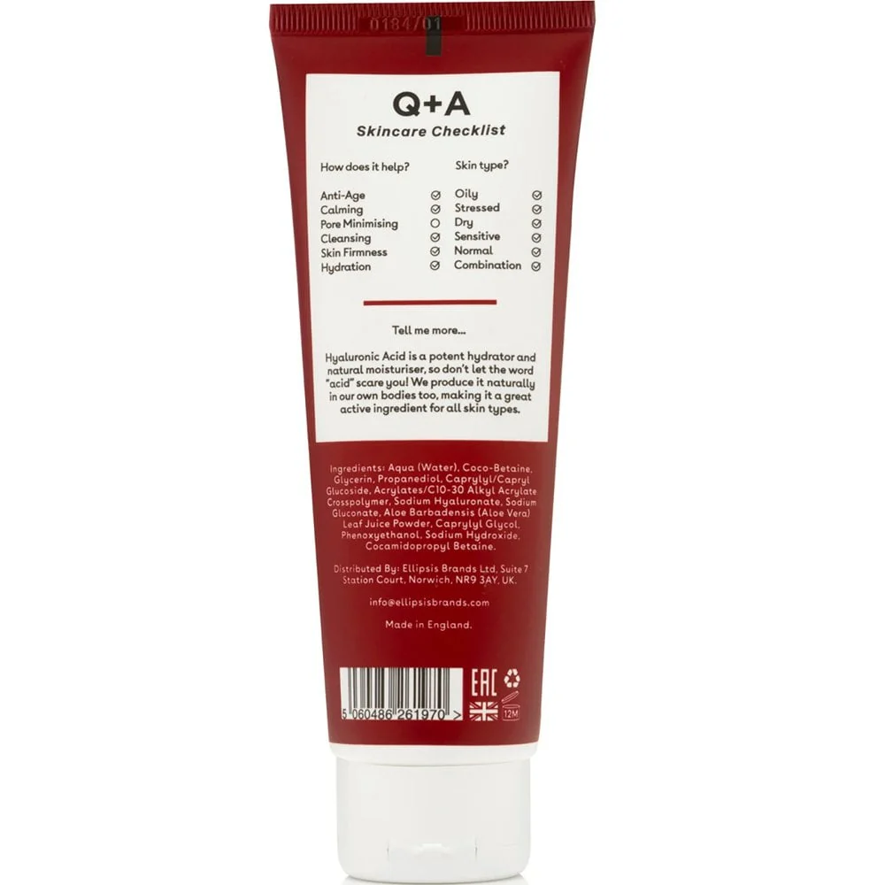 Q+A Hyaluronic Acid Hydrating Gel Cleanser 125ml - Image 2