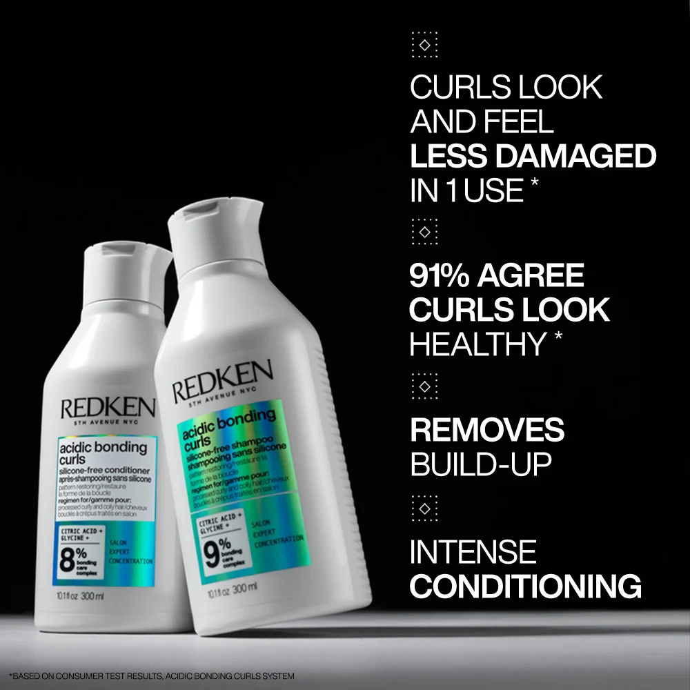 Redken Acidic Bonding Curls Silicone-Free Shampoo 300ml, Conditioner 300ml & Leave-In Treatment 250ml Trio - Image 2