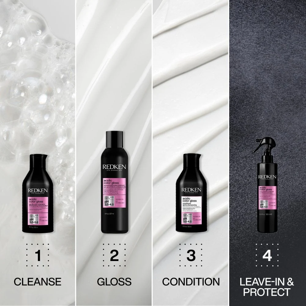 Redken Acidic Colour Gloss Shampoo 300ml, Colour Protection Conditioner 300ml & Leave-In Spray 190ml Trio - Image 2
