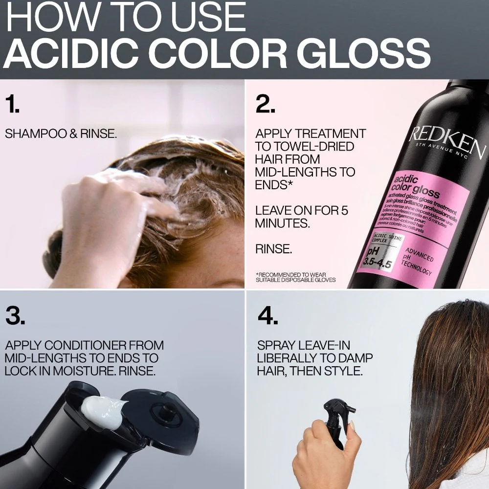 Redken Acidic Colour Gloss Shampoo 300ml, Colour Protection Conditioner 300ml & Leave-In Spray 190ml Trio - Image 5