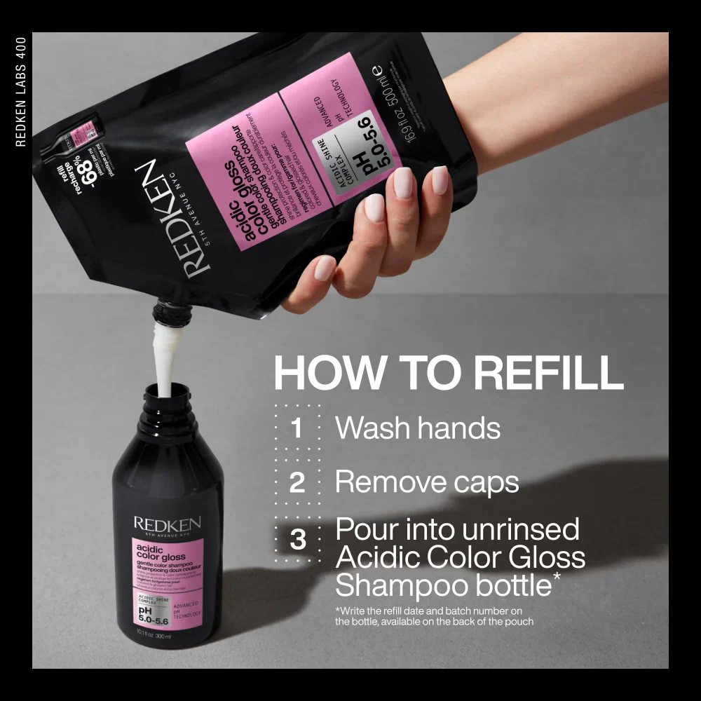 Redken Acidic Colour Gloss Shampoo Refill Pouch 500ml - Image 3
