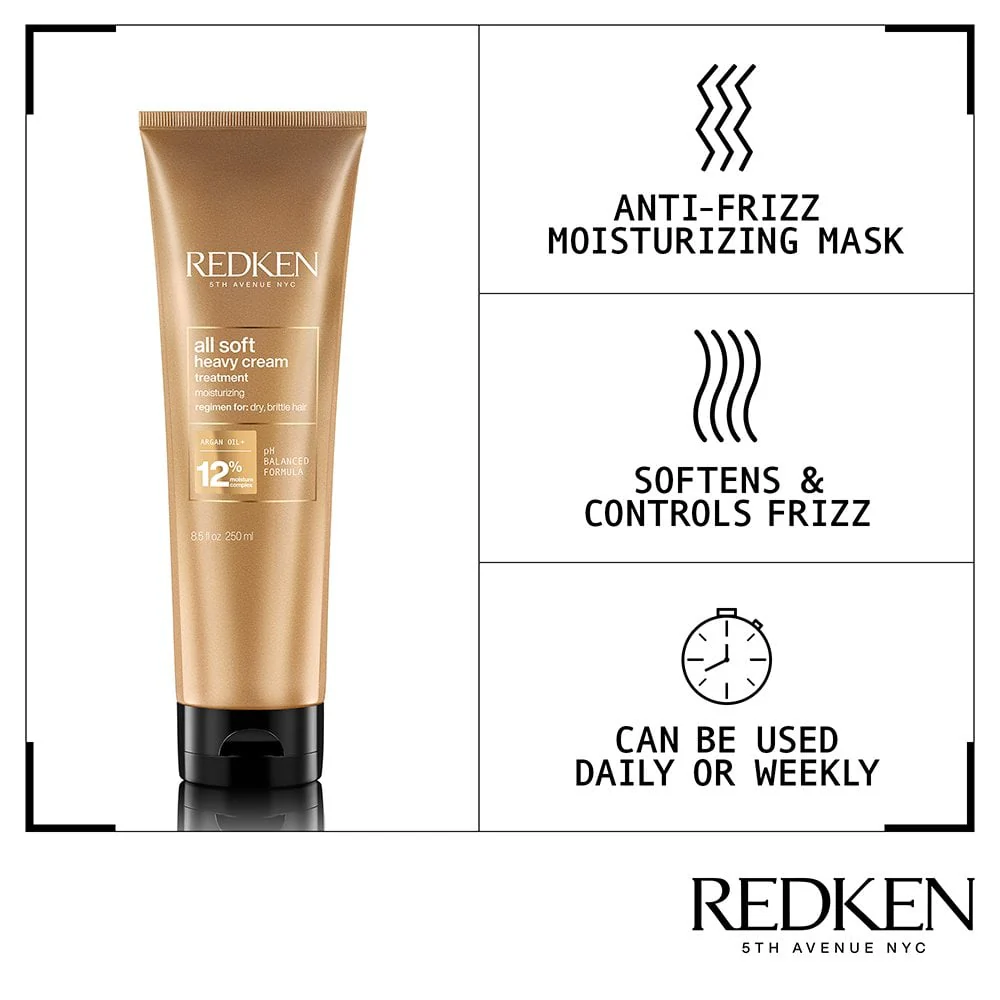 Redken All Soft Heavy Cream Moisturising Treatment Mask 250ml - Image 3