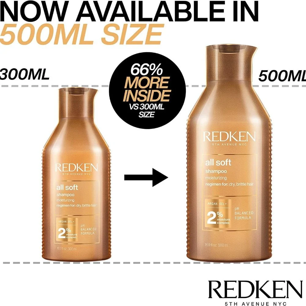 Redken All Soft Moisturising Shampoo 500ml - Image 2