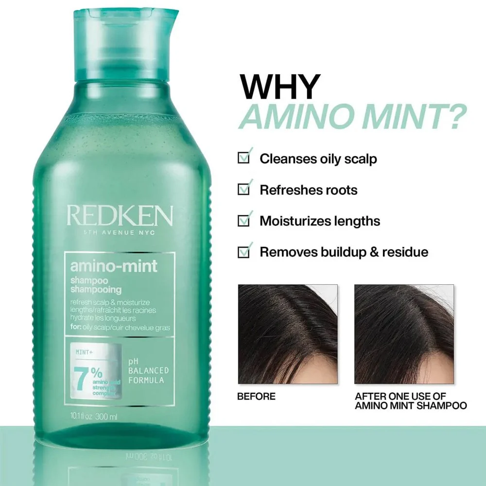 Redken Amino-Mint Scalp Refresh Shampoo for Oily Scalps 300ml - Image 4