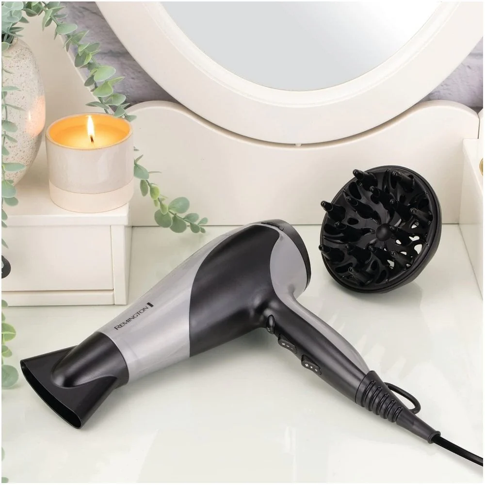 Remington Ionic Dry Hair Dryer Black/Silver 2200 D3190S - Image 3