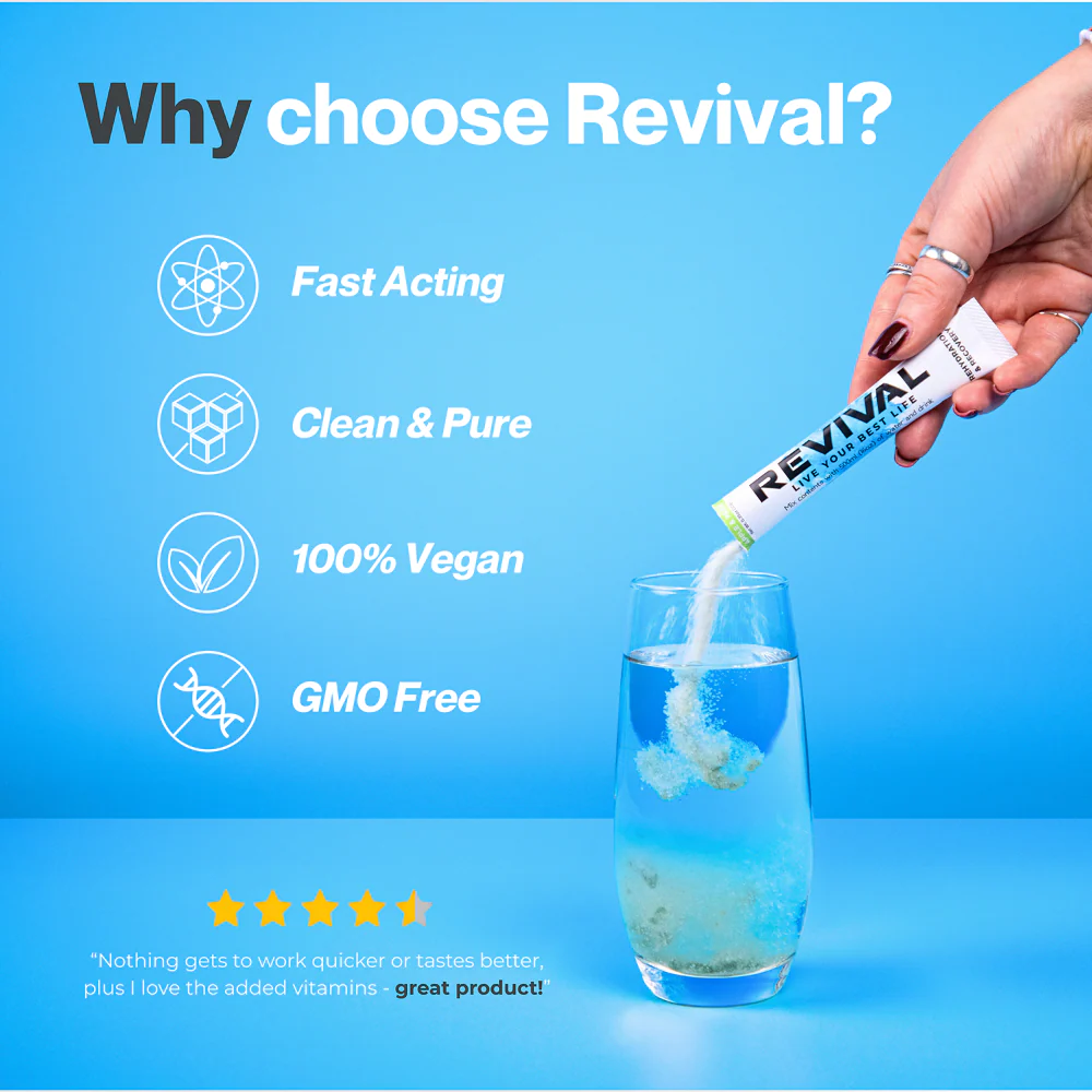 Revival Lemon & Lime Rehydration & Recovery Electrolyte Drink Mix x6 - Image 6