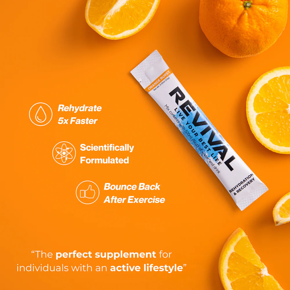 Revival Orange Burst Rehydration & Recovery Electrolyte Drink Mix x6 - Image 5