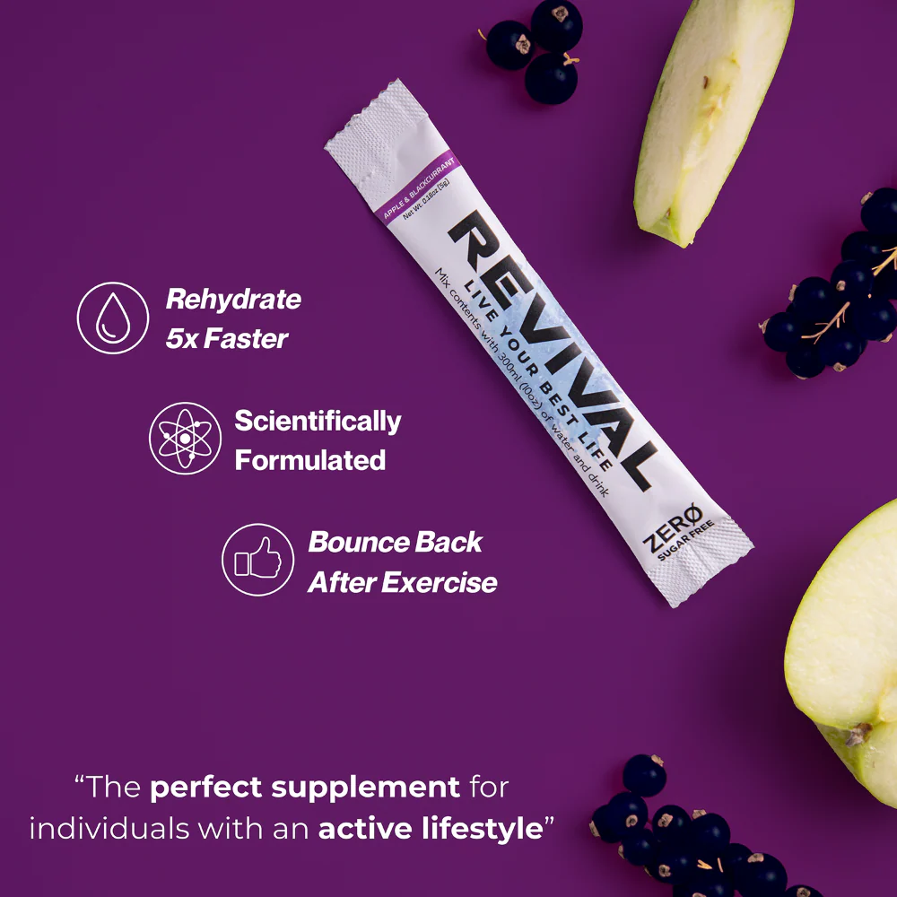 Revival Zero Sugar Apple & Blackcurrant Rehydration & Recovery Electrolyte Drink Mix x14 - Image 5
