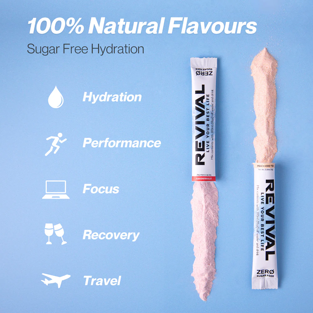 Revival Zero Sugar Peach Iced Tea Rehydration & Recovery Electrolyte Drink Mix x14 - Image 4