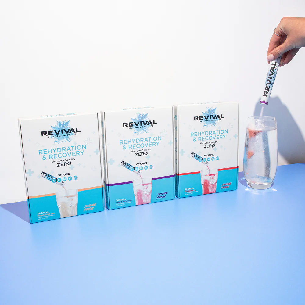 Revival Zero Sugar Strawberry Rehydration & Recovery Electrolyte Drink Mix x14 - Image 2