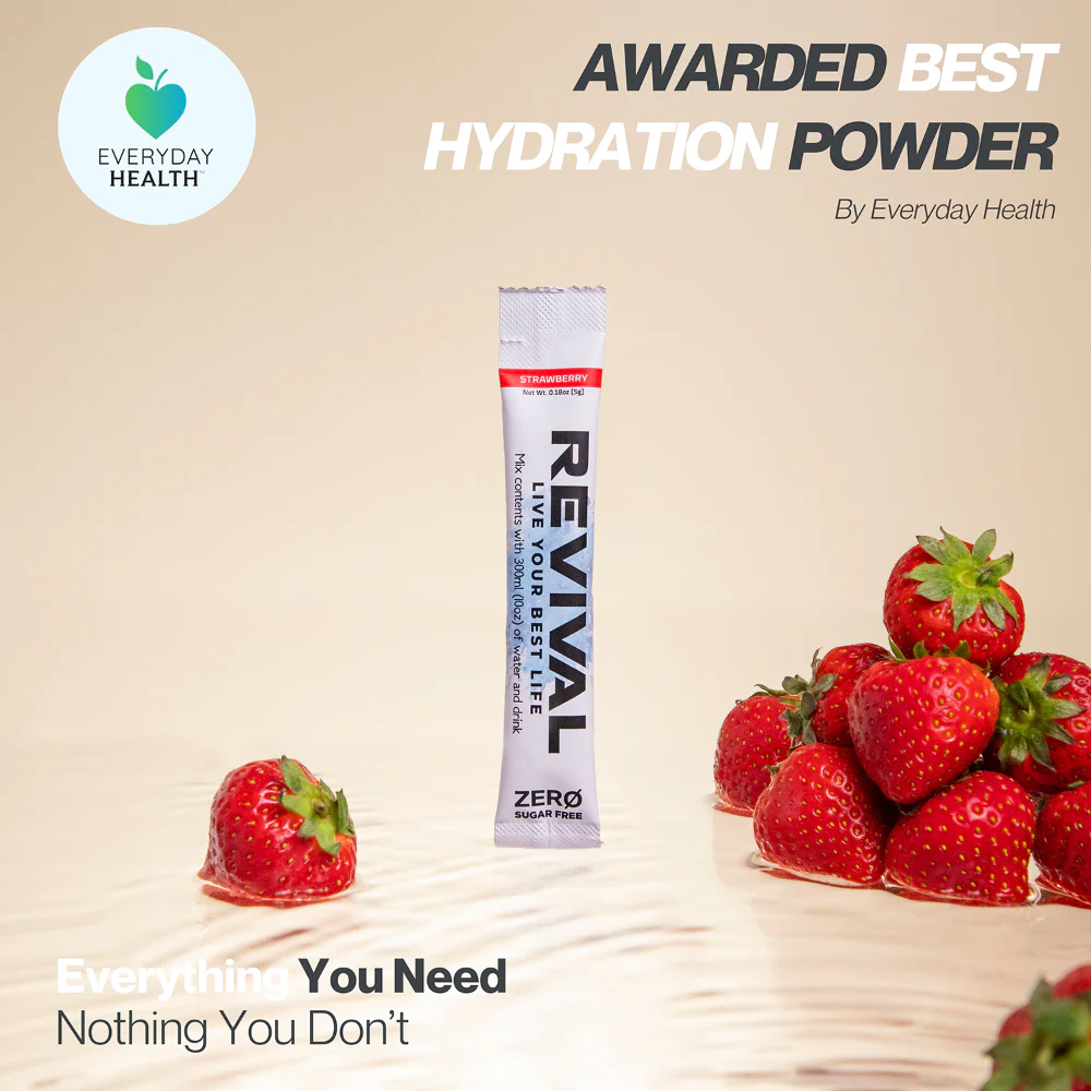 Revival Zero Sugar Strawberry Rehydration & Recovery Electrolyte Drink Mix x14 - Image 3