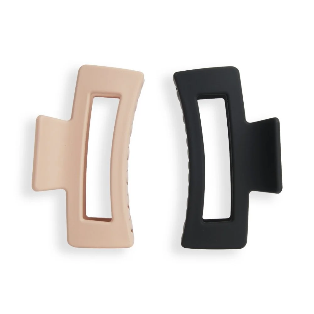 Revolution Haircare Rectangle Matte Claw Hair Clips Nude/Black Pack of 2 - Image 2