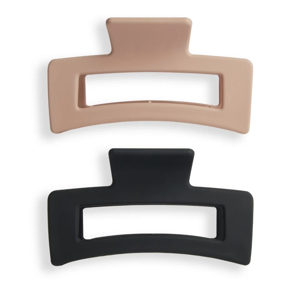 Revolution Haircare Rectangle Matte Claw Hair Clips Nude/Black Pack of 2 - Image 4
