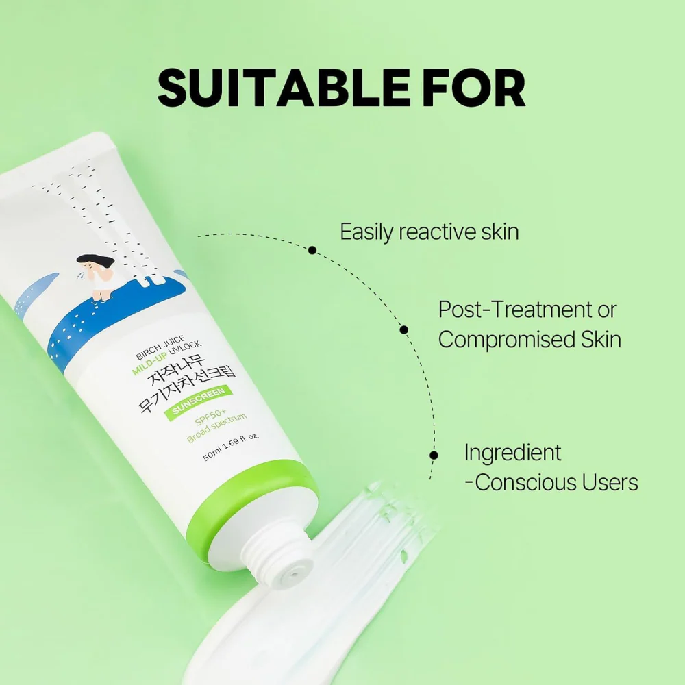 Round Lab Birch Juice UVLock Mild-Up Sunscreen PA++++ SPF50+ 50ml - Image 6