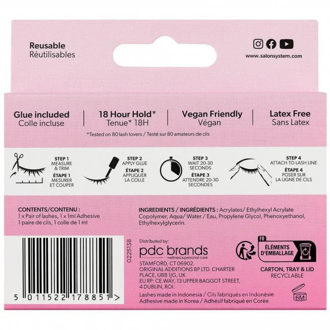Salon System 3/4 Length Classic Light Strip Lashes Black 033 - Image 2