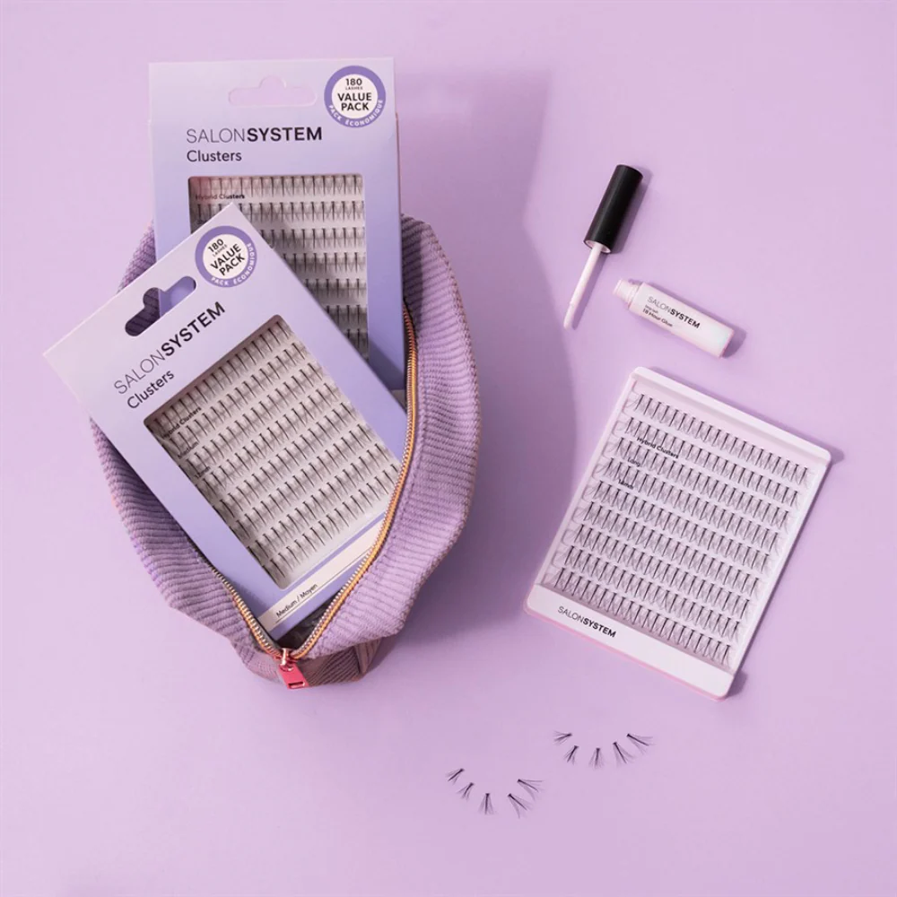 Salon System Individual Cluster Lashes Value Pack Hybrid Long Black - Image 2