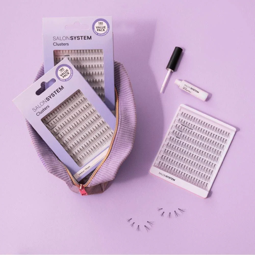 Salon System Individual Cluster Lashes Value Pack Hybrid Medium Black - Image 3