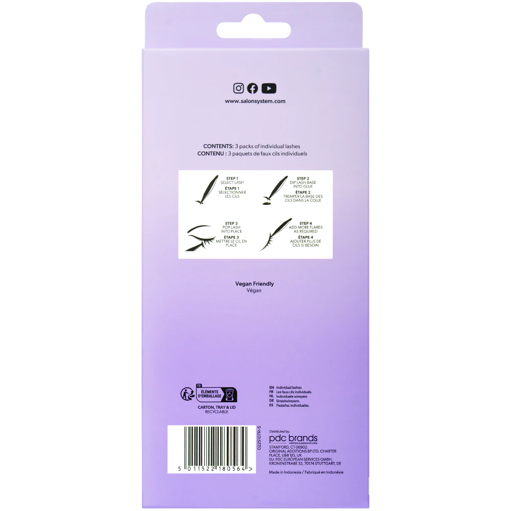 Salon System Naturalash Individual Lashes Black Medium 6 Pack - Image 2