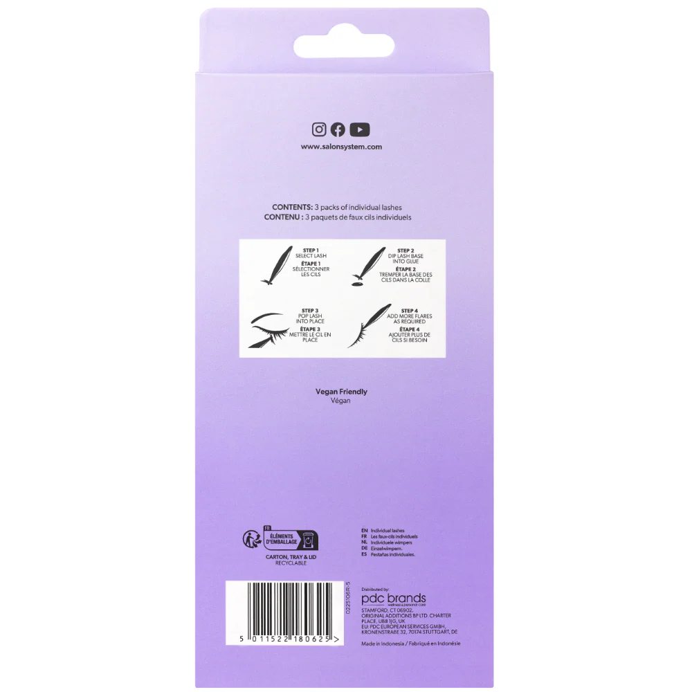 Salon System Naturalash Individual Lashes Black Short 3 Pack - Image 2