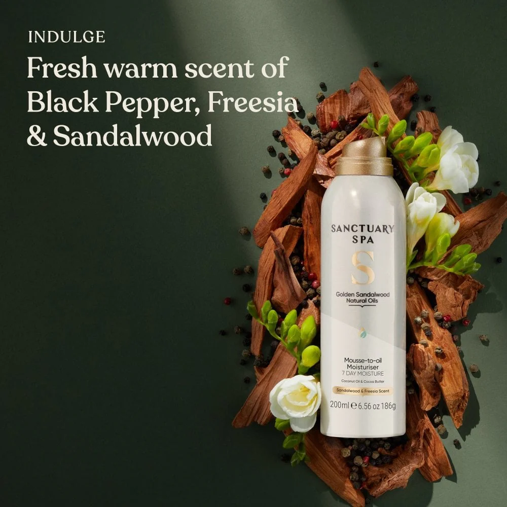 Sanctuary Spa Golden Sandalwood Natural Oils Mousse-To-Oil Moisturiser 200ml - Image 2