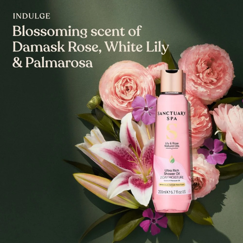 Sanctuary Spa White Lily & Damask Rose Collection Shower Oil 200ml - Image 2