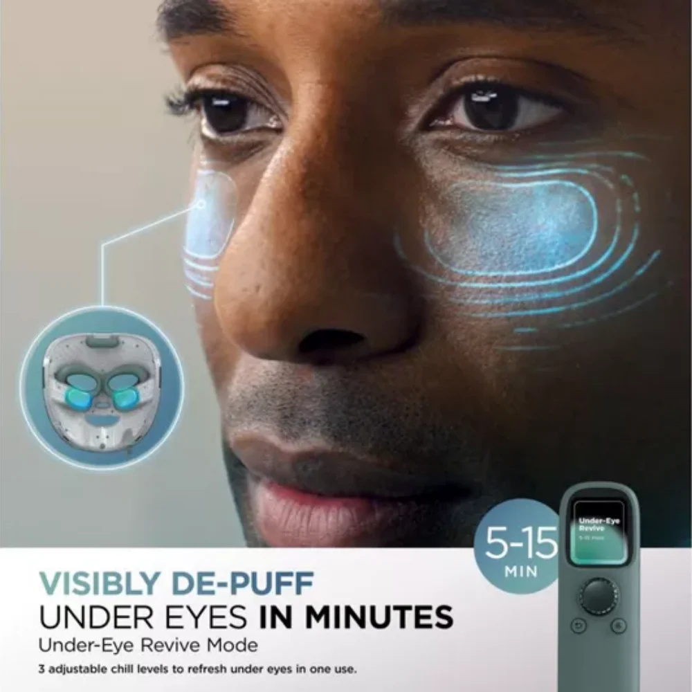 Shark Beauty CryoGlow Under-Eye Cooling & LED Anti-Ageing & Blemish Repair Mask Frosted Green - Image 8