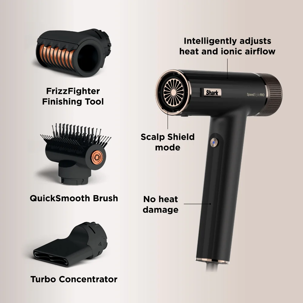 Shark Beauty SpeedStyle Pro 3-In-1 High-Velocity Hair Dryer for Straight & Wavy Hair Black - Image 10