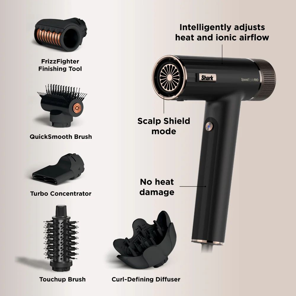 Shark Beauty SpeedStyle Pro 5-In-1 High-Velocity Hair Dryer Black - Image 11