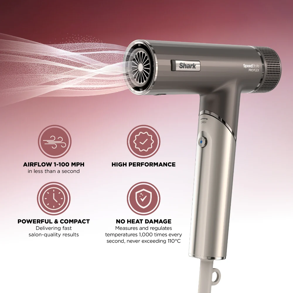 Shark SpeedStyle Pro Flex 4-In-1 High-Velocity Hair Dryer Mocha/Silver - Image 5