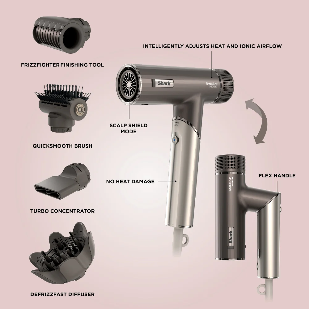 Shark SpeedStyle Pro Flex 4-In-1 High-Velocity Hair Dryer Mocha/Silver - Image 6