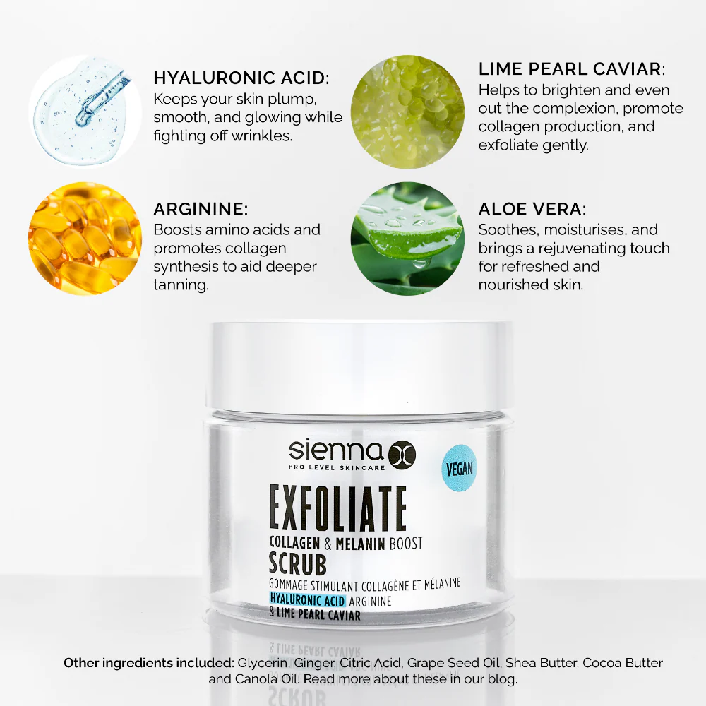 Sienna X Exfoliate Collagen & Melanin Boost Body Scrub 180ml - Image 2