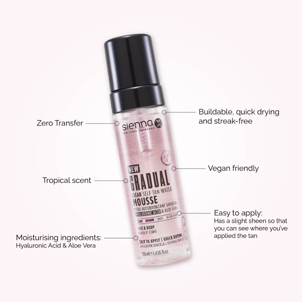 Sienna X Gradual Clear Self Tan Water Mousse 190ml - Image 2