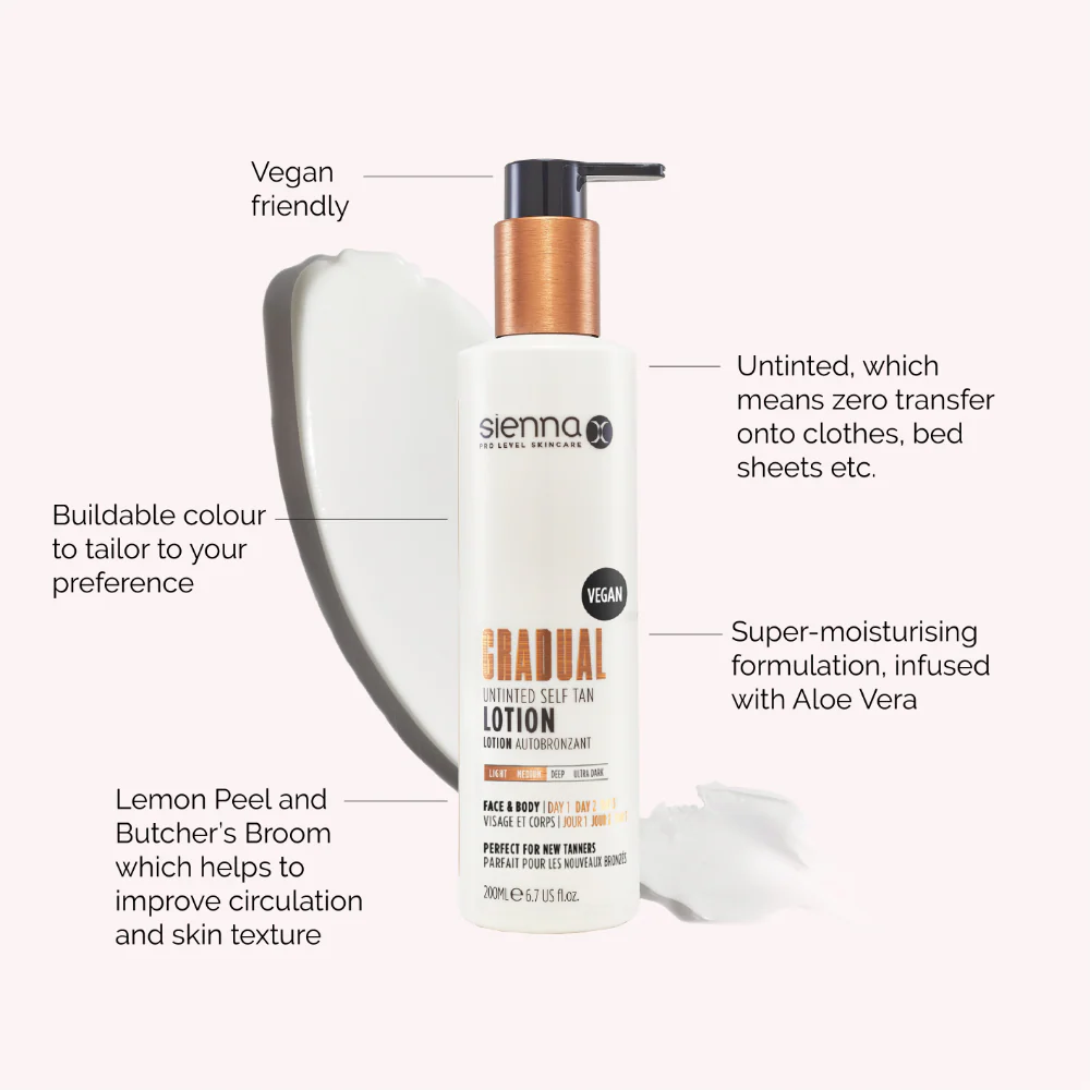 Sienna X Gradual Untinted Self Tan Lotion 200ml - Image 2